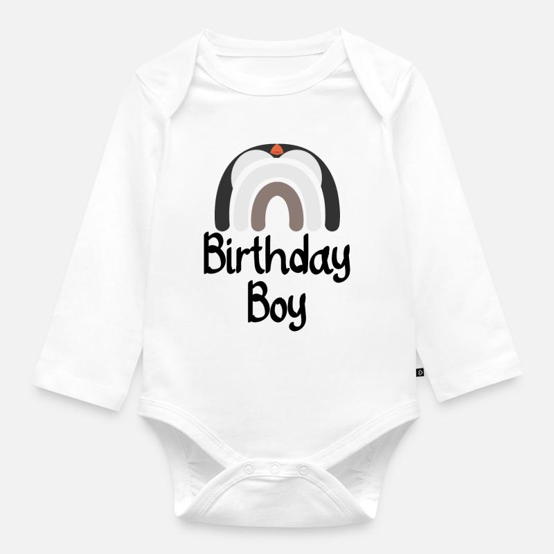 Erdiger Regenbogenbogen - Baby Bio-Langarm-Body - Weiß