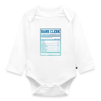 Bank Clerk Information And Nutritional Facts Bookk - Baby Bio-Langarm-Body - Weiß - Vorne
