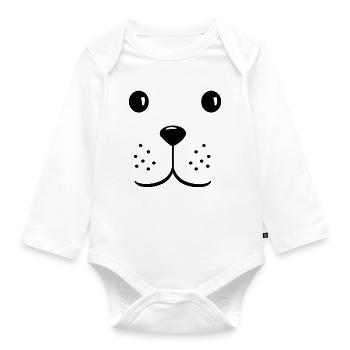 Hundekopf süßes Gesicht - Baby Bio-Langarm-Body - Weiß - Vorne