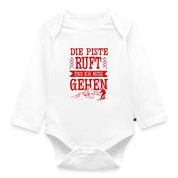 Die Piste Ruft - Baby Bio-Langarm-Body - Weiß - Vorne