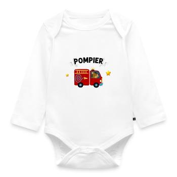 Conduire un camion de pompier Cadeau Enfant Bébé - Body Bébé bio manches longues - blanc - Devant