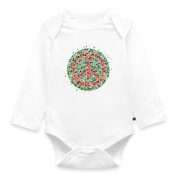 Peace - Symbol in rot-grün Farbenblind - Baby Bio-Langarm-Body - Weiß - Vorne