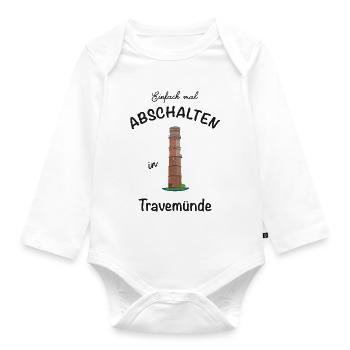 Leuchtturm Travemünde, Ostsee, einfach abschalten - Baby Bio-Langarm-Body - Weiß - Vorne