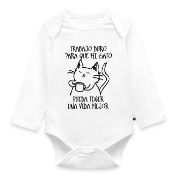 Hard work - Organic Longsleeve Baby Bodysuit - white - Front