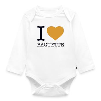 I LOVE BAGUETTE France - Organic Longsleeve Baby Bodysuit - white - Front