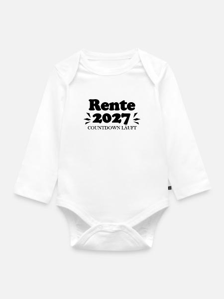 Rente 2027 Ruhestand Rentner Renteneintritt - Baby Bio-Langarm-Body - Weiß