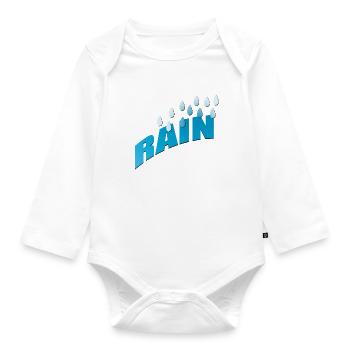 Rain Rain Raindrops Blue gradient - Organic Longsleeve Baby Bodysuit - white - Front