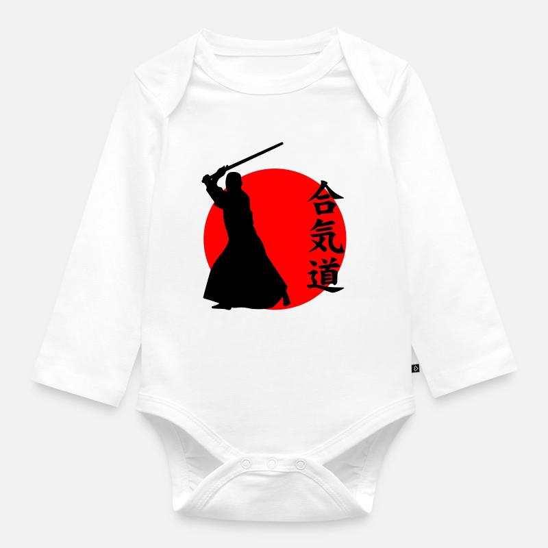 Aïkido - Body Bébé bio manches longues - blanc