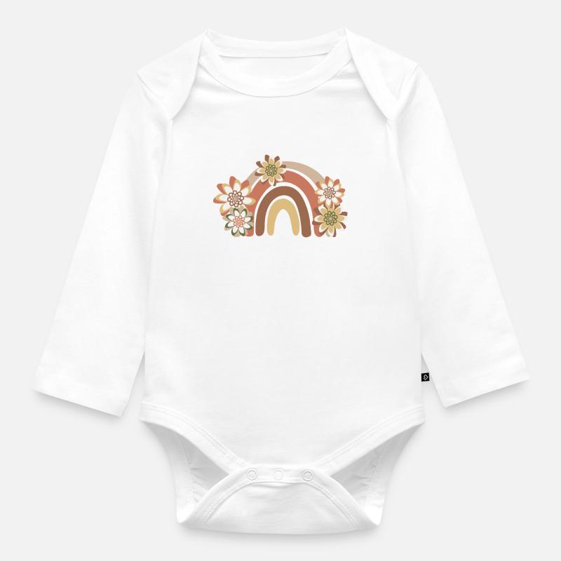 Rainbow Boho, Bohemian - Organic Longsleeve Baby Bodysuit - white