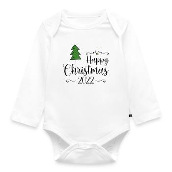 Happy Christmas 2022 - Organic Longsleeve Baby Bodysuit - white - Front