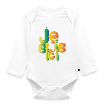 I'm here - Organic Longsleeve Baby Bodysuit - white - Front