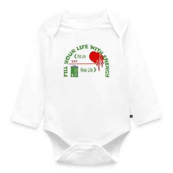 Fill your life with energy - Organic Longsleeve Baby Bodysuit - white - Front