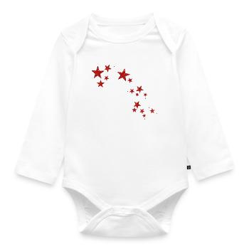 NEW Stars, Stars, And More Stars! (Red) - Organic Longsleeve Baby Bodysuit - white - Front