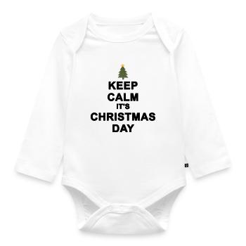 Keep calm Christmas - Organic Longsleeve Baby Bodysuit - white - Front