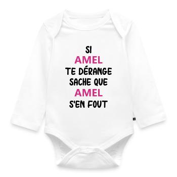 Si amel te dérange sache que amel - Body Bébé bio manches longues - blanc - Devant
