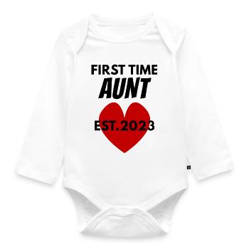 Aunt for the first time - Aunt 2023 - Organic Longsleeve Baby Bodysuit - white - Front