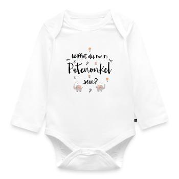 Willst du mein Patenonkel sein? Patenonkel fragen - Baby Bio-Langarm-Body - Weiß - Vorne