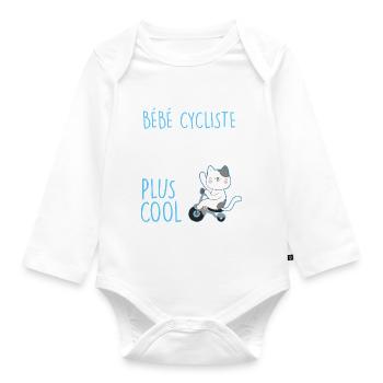 Bébé super Cycliste Comme Papa Cadeau Naissance - Body Bébé bio manches longues - blanc - Devant