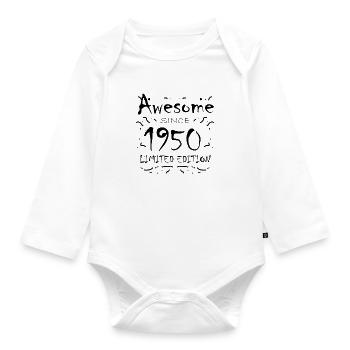1950 - Born 1950 - Fantastic since 1950 - Organic Longsleeve Baby Bodysuit - white - Front