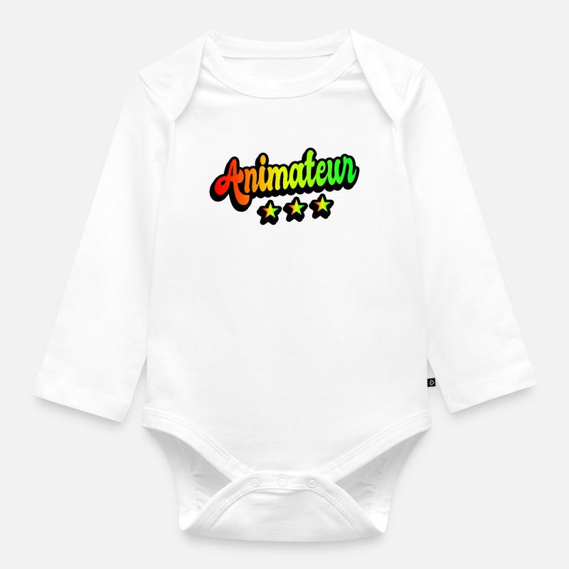Animateur Regenbogen Design - Baby Bio-Langarm-Body - Weiß