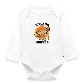 Islandpferde Pferdenarr Statement Araber Trab - Baby Bio-Langarm-Body - Weiß - Vorne