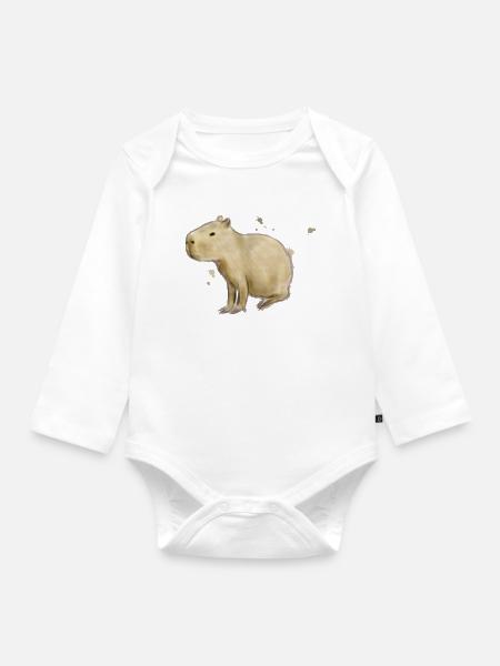 Capybara - Baby Bio-Langarm-Body - Weiß
