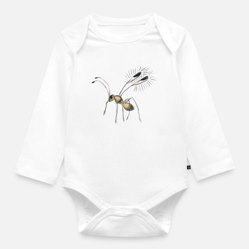 Dessin de minuscule mouche - Body Bébé bio manches longues - blanc