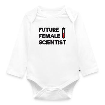 Future Female Scientist - Organic Longsleeve Baby Bodysuit - white - Front
