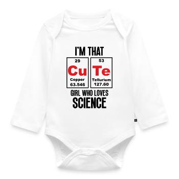 Je suis cette jolie fille qui aime la science - Body Bébé bio manches longues - blanc - Devant