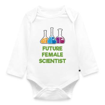 Future Female Scientist - Organic Longsleeve Baby Bodysuit - white - Front