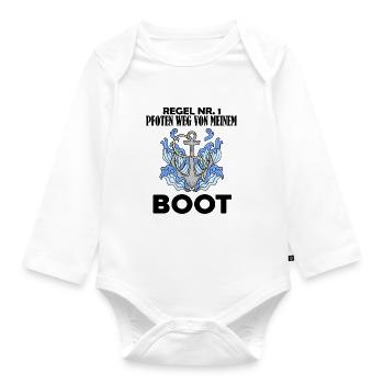 Boote Motorboot Kapitän Boot Seefahrt Geschenk - Baby Bio-Langarm-Body - Weiß - Vorne