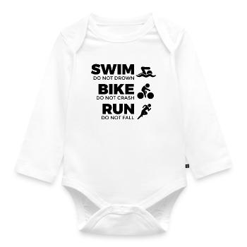 Zitat Triathlet - Baby Bio-Langarm-Body - Weiß - Vorne