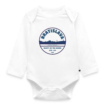 Bratislava Danube Skyline Emblem - Organic Longsleeve Baby Bodysuit - white - Front