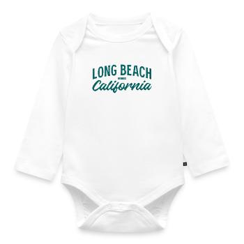 Long Beach California Vintage Script - Organic Longsleeve Baby Bodysuit - white - Front