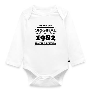 1982 - Baujahr 1982 - Jahrgang 1982 - Baby Bio-Langarm-Body - Weiß - Vorne
