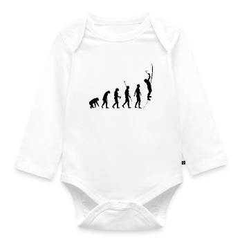 Human evolution, ice climbing, ice climbers - Organic Longsleeve Baby Bodysuit - white - Front
