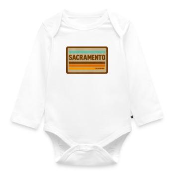 Sacramento Retro License Shield - Organic Longsleeve Baby Bodysuit - white - Front
