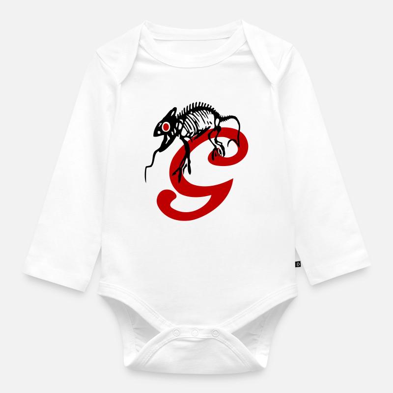 Gecko, Eidechse, Initiale - Baby Bio-Langarm-Body - Weiß