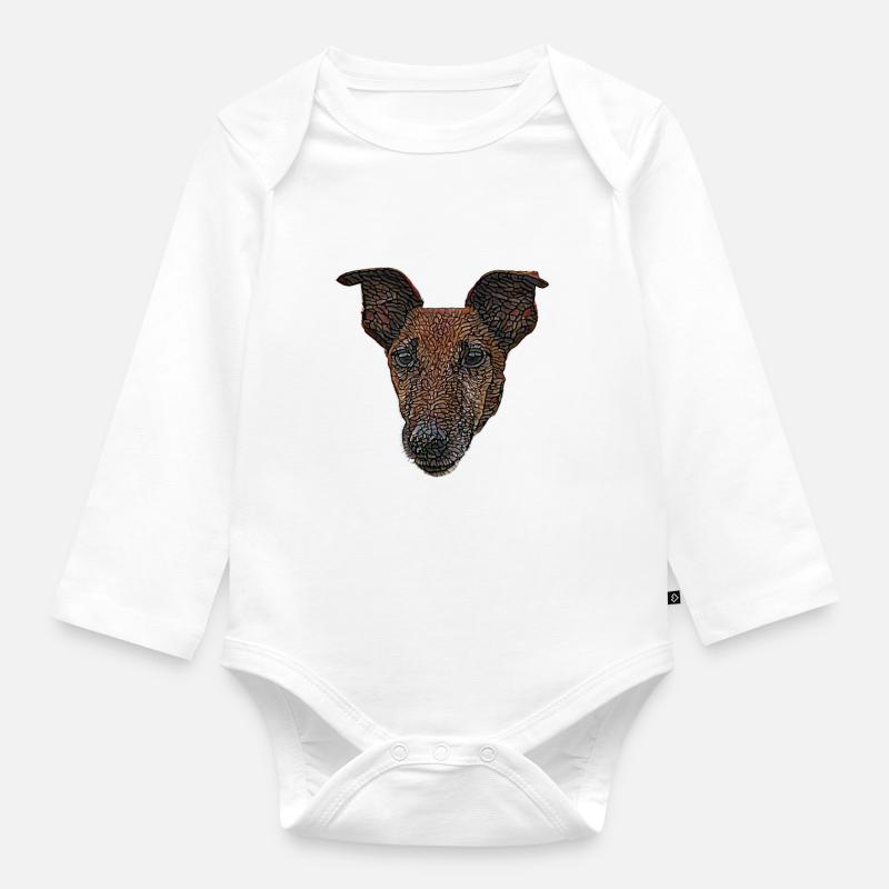 Smooth Fox Terrier Face - Organic Longsleeve Baby Bodysuit - white