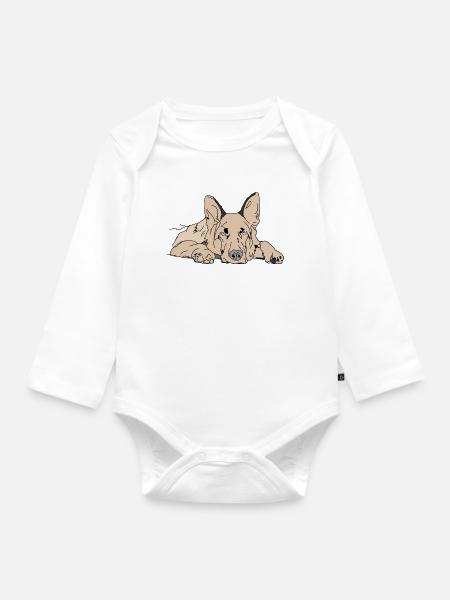 Schäferhund - Baby Bio-Langarm-Body - Weiß