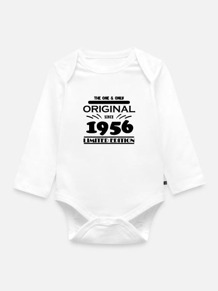 1956 - Baujahr 1956 - Jahrgang 1956 - Baby Bio-Langarm-Body - Weiß
