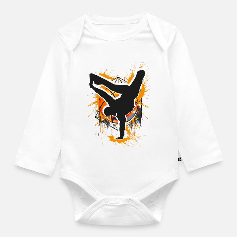 Breakdance - Breakdancer - Breakdancing - Bboy - Body Bébé bio manches longues - blanc