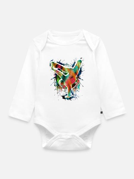 Breakdance - Breakdancer - Breakdancing - BBoy - Baby Bio-Langarm-Body - Weiß