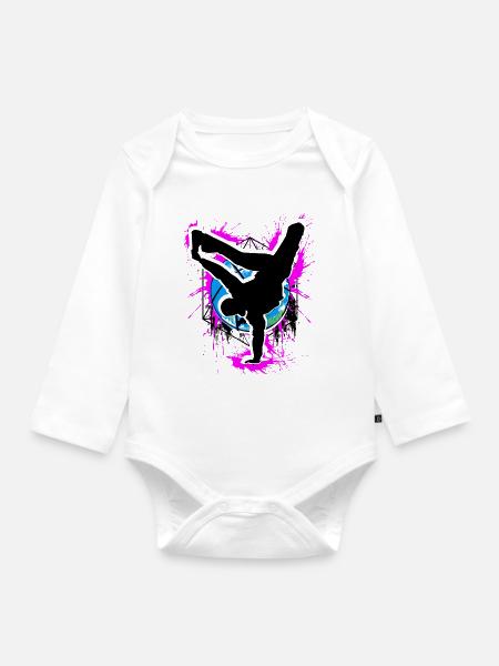 Breakdance - Breakdancer - Breakdancing - BBoy - Baby Bio-Langarm-Body - Weiß