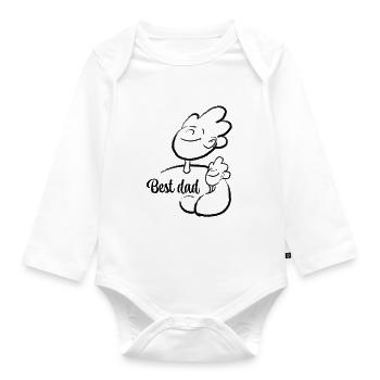 Best dad and son illustration - Organic Longsleeve Baby Bodysuit - white - Front