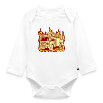 Fire engine fire brigade fire protection - Organic Longsleeve Baby Bodysuit - white - Front