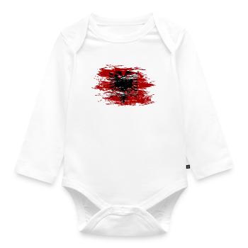 Albanien used - Baby Bio-Langarm-Body - Weiß - Vorne