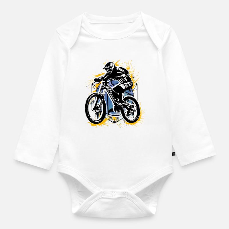 VTT VTT - VTT - Rétro Cycling - Body Bébé bio manches longues - blanc