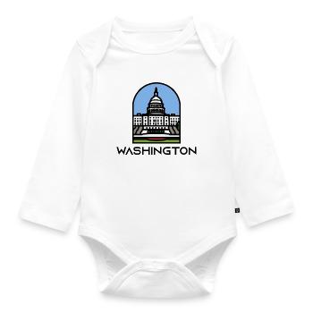 Washington - Washington State Capitol - Baby Bio-Langarm-Body - Weiß - Vorne