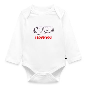 Saint-Valentin, Saint-Valentin, Saint-Valentin - Body Bébé bio manches longues - blanc - Devant